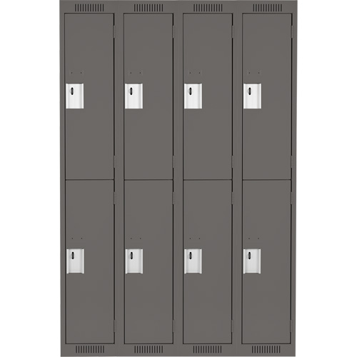 Clean Line Lockers, 2 -tier, Bank of 4, 48" x 18" x 72", Steel, Charcoal, Rivet (Assembled) Solutions industrielles ALPHA
