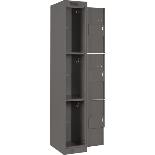 Clean Line Lockers, 3 -tier, Bank of 4, 48" x 18" x 72", Steel, Charcoal, Rivet (Assembled) Solutions industrielles ALPHA