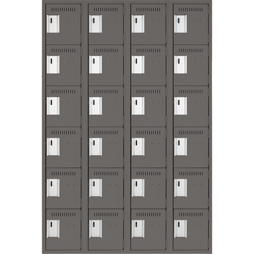 Clean Line Lockerette, 6 -tier, Bank of 4, 48" x 18" x 72", Steel, Charcoal, Rivet (Assembled) Solutions industrielles ALPHA