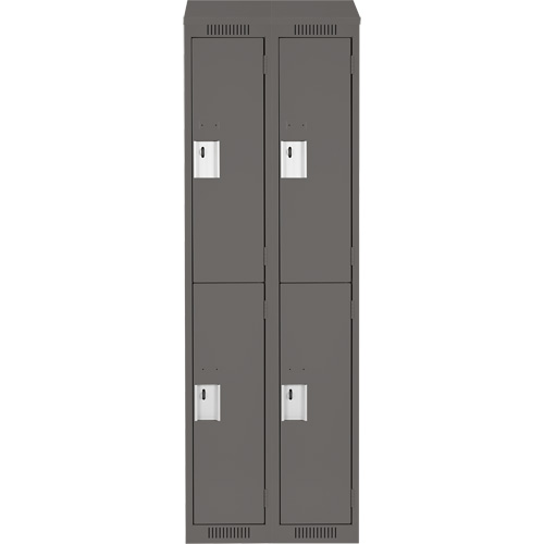 Clean Line Lockers, 2 -tier, Bank of 2, 24" x 18" x 78", Steel, Charcoal, Rivet (Assembled) Solutions industrielles ALPHA