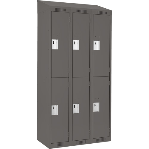 Clean Line Lockers, 2 -tier, Bank of 3, 36" x 18" x 78", Steel, Charcoal, Rivet (Assembled) Solutions industrielles ALPHA