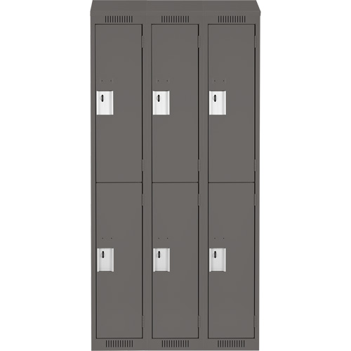 Clean Line Lockers, 2 -tier, Bank of 3, 36" x 18" x 78", Steel, Charcoal, Rivet (Assembled) Solutions industrielles ALPHA