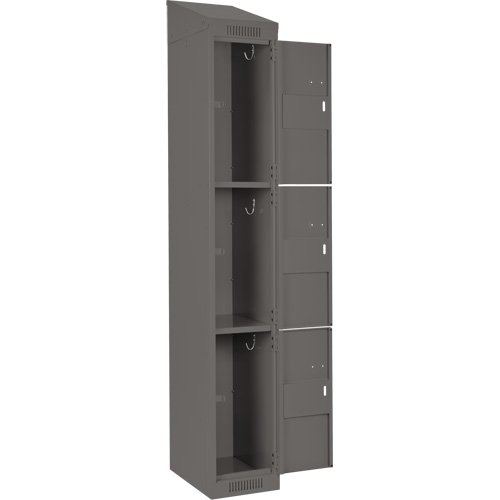 Clean Line Lockers, 3 -tier, Bank of 4, 48" x 18" x 78", Steel, Charcoal, Rivet (Assembled) Solutions industrielles ALPHA