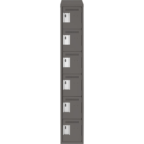 Petits casiers Clean Line, 6 niveaux, 12" x 18" x 78", Acier, Charbon, Rivet (assembl&eacute;) Solutions industrielles ALPHA