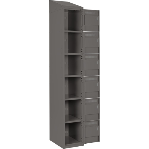 Clean Line Lockerette, 6 -tier, Bank of 3, 36" x 18" x 78", Steel, Charcoal, Rivet (Assembled) Solutions industrielles ALPHA