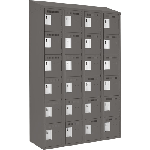 Clean Line Lockerette, 6 -tier, Bank of 4, 48" x 18" x 78", Steel, Charcoal, Rivet (Assembled) Solutions industrielles ALPHA