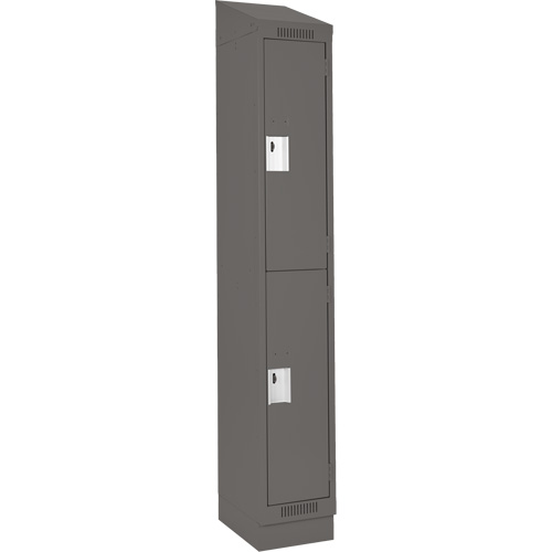Clean Line Lockers, 2 -tier, 12" x 18" x 82", Steel, Charcoal, Rivet (Assembled) Solutions industrielles ALPHA