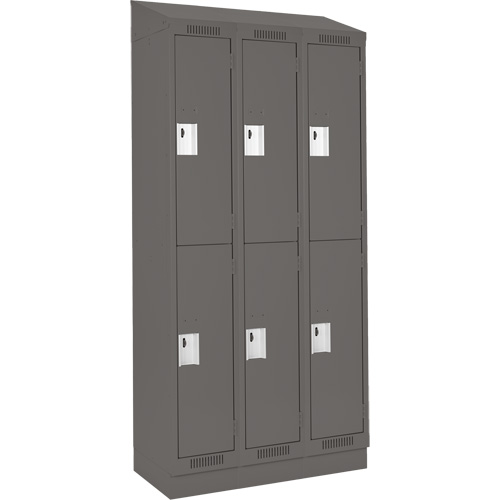 Clean Line Lockers, 2 -tier, Bank of 3, 36" x 18" x 82", Steel, Charcoal, Rivet (Assembled) Solutions industrielles ALPHA