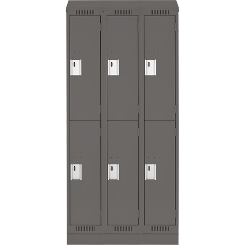 Clean Line Lockers, 2 -tier, Bank of 3, 36" x 18" x 82", Steel, Charcoal, Rivet (Assembled) Solutions industrielles ALPHA