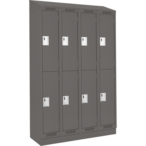 Clean Line Lockers, 2 -tier, Bank of 4, 48" x 18" x 82", Steel, Charcoal, Rivet (Assembled) Solutions industrielles ALPHA