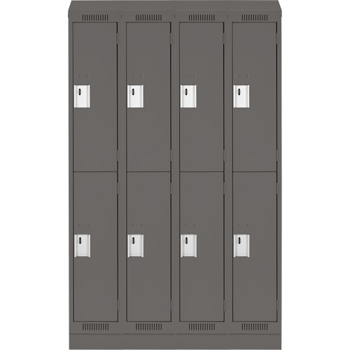 Clean Line Lockers, 2 -tier, Bank of 4, 48" x 18" x 82", Steel, Charcoal, Rivet (Assembled) Solutions industrielles ALPHA