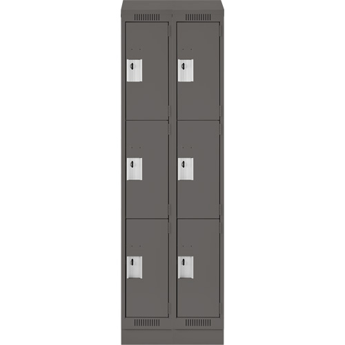 Clean Line Lockers, 3 -tier, Bank of 2, 24" x 18" x 82", Steel, Charcoal, Rivet (Assembled) Solutions industrielles ALPHA