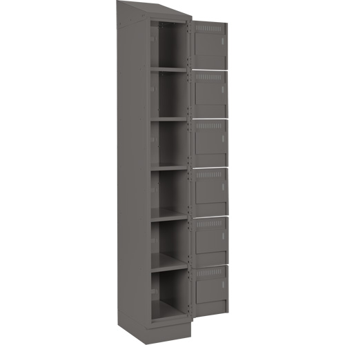Clean Line Lockerette, 6 -tier, Bank of 4, 48" x 18" x 82", Steel, Charcoal, Rivet (Assembled) Solutions industrielles ALPHA