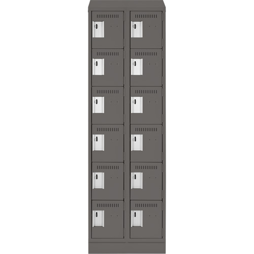 Clean Line Lockerette, 6 -tier, Bank of 2, 24" x 18" x 82", Steel, Charcoal, Rivet (Assembled) Solutions industrielles ALPHA