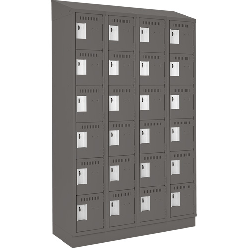 Clean Line Lockerette, 6 -tier, Bank of 4, 48" x 18" x 82", Steel, Charcoal, Rivet (Assembled) Solutions industrielles ALPHA