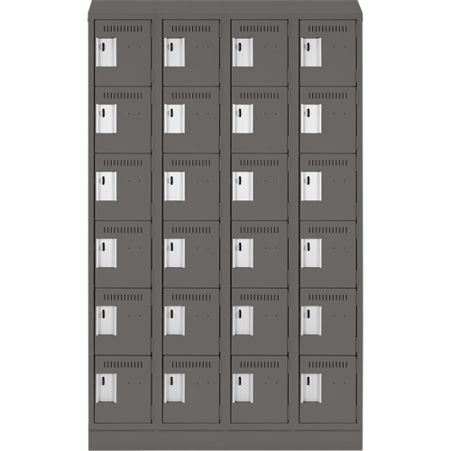 Clean Line Lockerette, 6 -tier, Bank of 4, 48" x 18" x 82", Steel, Charcoal, Rivet (Assembled) Solutions industrielles ALPHA