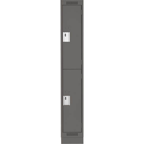 Clean Line Lockers, 2 -tier, 12" x 18" x 76", Steel, Charcoal, Rivet (Assembled) Solutions industrielles ALPHA
