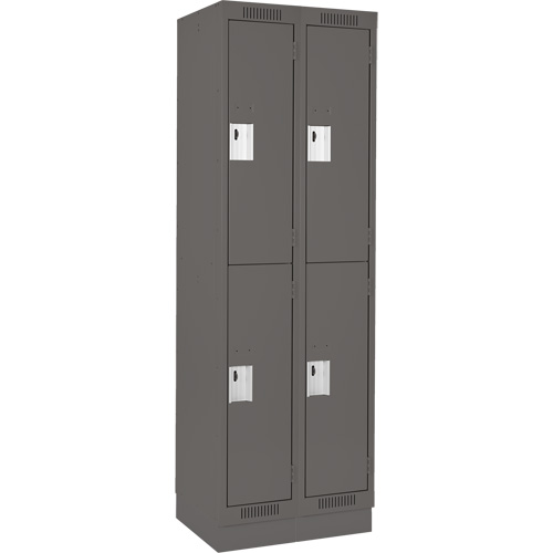 Clean Line Lockers, 2 -tier, Bank of 2, 24" x 18" x 76", Steel, Charcoal, Rivet (Assembled) Solutions industrielles ALPHA