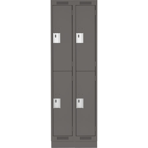 Clean Line Lockers, 2 -tier, Bank of 2, 24" x 18" x 76", Steel, Charcoal, Rivet (Assembled) Solutions industrielles ALPHA
