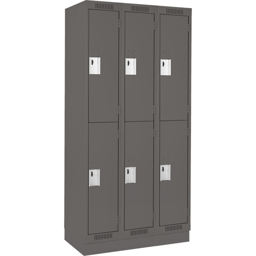 Clean Line Lockers, 2 -tier, Bank of 3, 36" x 18" x 76", Steel, Charcoal, Rivet (Assembled) Solutions industrielles ALPHA