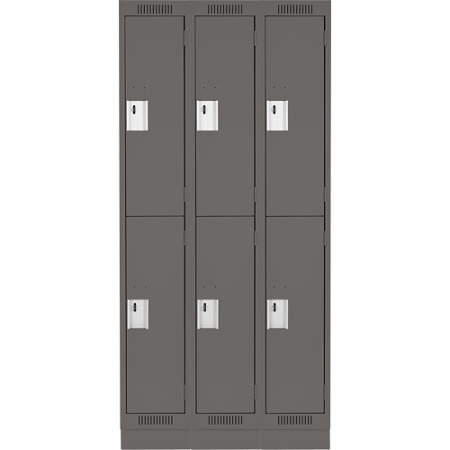 Clean Line Lockers, 2 -tier, Bank of 3, 36" x 18" x 76", Steel, Charcoal, Rivet (Assembled) Solutions industrielles ALPHA