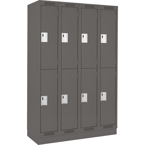 Clean Line Lockers, 2 -tier, Bank of 4, 48" x 18" x 76", Steel, Charcoal, Rivet (Assembled) Solutions industrielles ALPHA