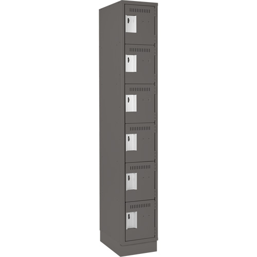 Clean Line Lockerette, 6 -tier, 12" x 18" x 76", Steel, Charcoal, Rivet (Assembled) Solutions industrielles ALPHA