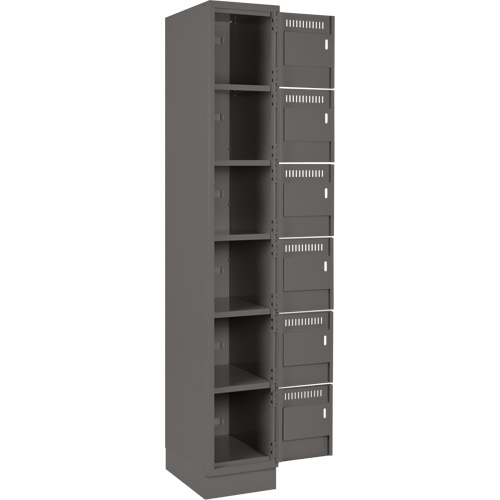 Clean Line Lockerette, 6 -tier, Bank of 4, 48" x 18" x 76", Steel, Charcoal, Rivet (Assembled) Solutions industrielles ALPHA