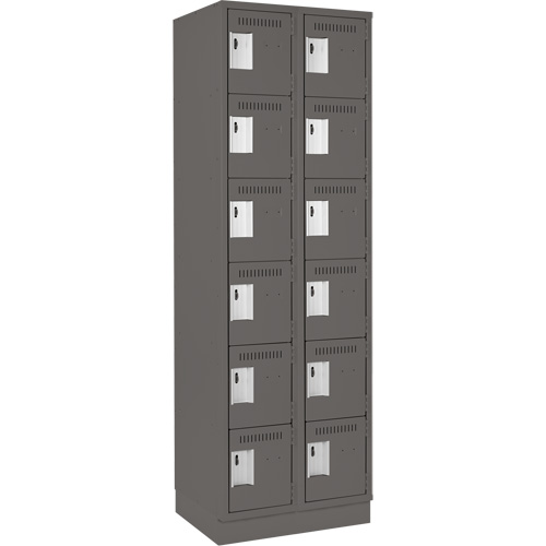 Clean Line Lockerette, 6 -tier, Bank of 2, 24" x 18" x 76", Steel, Charcoal, Rivet (Assembled) Solutions industrielles ALPHA