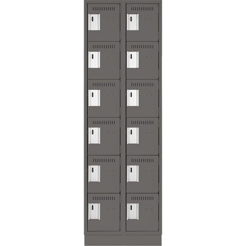 Clean Line Lockerette, 6 -tier, Bank of 2, 24" x 18" x 76", Steel, Charcoal, Rivet (Assembled) Solutions industrielles ALPHA