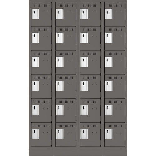 Clean Line Lockerette, 6 -tier, Bank of 4, 48" x 18" x 76", Steel, Charcoal, Rivet (Assembled) Solutions industrielles ALPHA