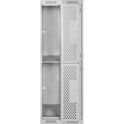 Casiers Clean Line, 2 niveaux, Bloc de 2, 24" x 15" x 72", Acier, Gris, Rivet (assembl&eacute;), Perfor&eacute; Solutions industrielles ALPHA