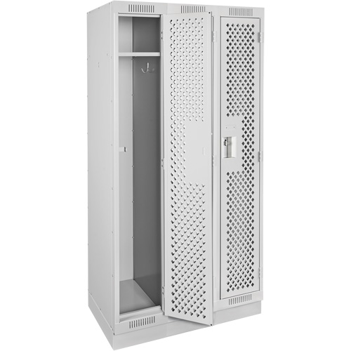 Clean Line Lockers, Bank of 3, 36" x 12" x 76", Steel, Grey, Rivet (Assembled), Perforated Solutions industrielles ALPHA