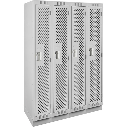 Clean Line Lockers, Bank of 4, 48" x 12" x 76", Steel, Grey, Rivet (Assembled), Perforated Solutions industrielles ALPHA