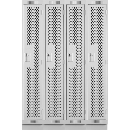 Clean Line Lockers, Bank of 4, 48" x 12" x 76", Steel, Grey, Rivet (Assembled), Perforated Solutions industrielles ALPHA