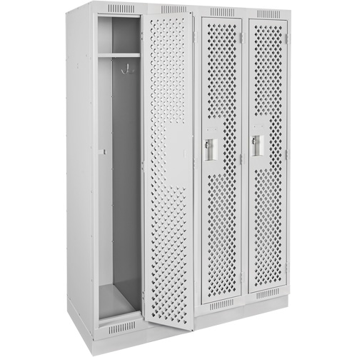 Clean Line Lockers, Bank of 4, 48" x 12" x 76", Steel, Grey, Rivet (Assembled), Perforated Solutions industrielles ALPHA