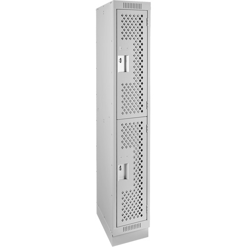 Casiers Clean Line, 2 niveaux, 12" x 15" x 76", Acier, Gris, Rivet (assembl&eacute;), Perfor&eacute; Solutions industrielles ALPHA