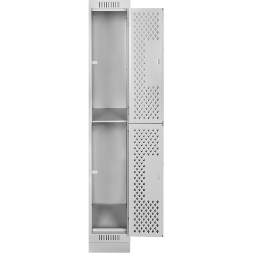 Casiers Clean Line, 2 niveaux, 12" x 15" x 76", Acier, Gris, Rivet (assembl&eacute;), Perfor&eacute; Solutions industrielles ALPHA