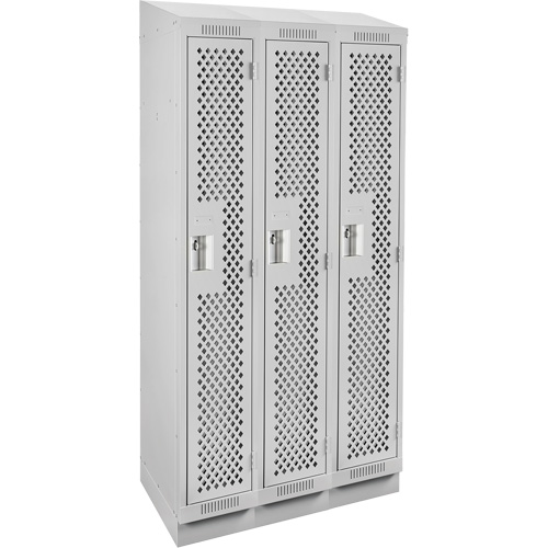 Casiers Clean Line, Bloc de 3, 36" x 18" x 82", Acier, Gris, Rivet (assembl&eacute;), Perfor&eacute; Solutions industrielles ALPHA