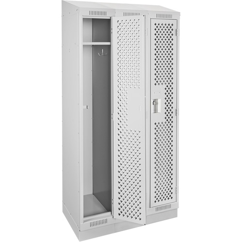 Casiers Clean Line, Bloc de 3, 36" x 18" x 82", Acier, Gris, Rivet (assembl&eacute;), Perfor&eacute; Solutions industrielles ALPHA