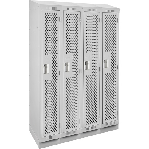 Clean Line Lockers, Bank of 4, 48" x 18" x 82", Steel, Grey, Rivet (Assembled), Perforated Solutions industrielles ALPHA