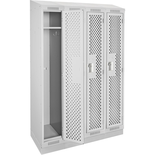 Clean Line Lockers, Bank of 4, 48" x 18" x 82", Steel, Grey, Rivet (Assembled), Perforated Solutions industrielles ALPHA