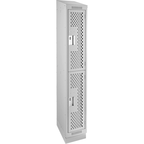 Casiers Clean Line, 2 niveaux, 12" x 15" x 82", Acier, Gris, Rivet (assembl&eacute;), Perfor&eacute; Solutions industrielles ALPHA