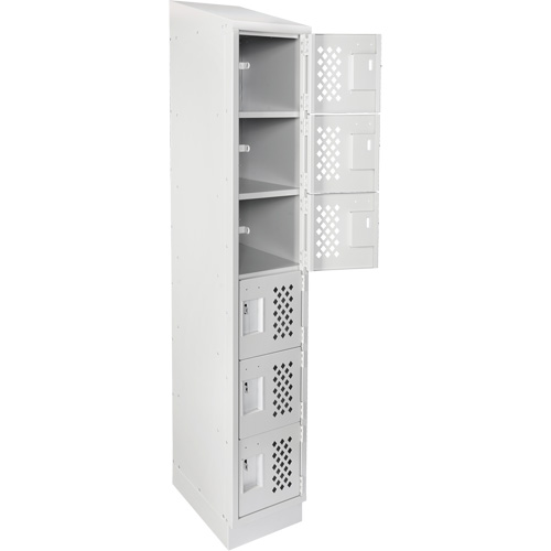 Clean-Line Perforated Lockerette, 6 -tier, 15" x 72" x 12", Steel Solutions industrielles ALPHA