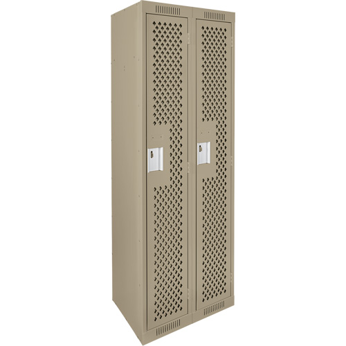 Clean Line Lockers, Bank of 2, 24" x 15" x 72", Steel, Beige, Rivet (Assembled), Perforated Solutions industrielles ALPHA