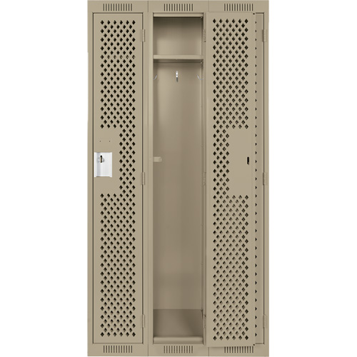 Clean Line Lockers, Bank of 3, 36" x 15" x 72", Steel, Beige, Rivet (Assembled), Perforated Solutions industrielles ALPHA