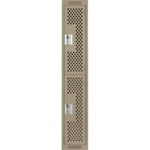 Clean Line Lockers, 2 -tier, 12" x 15" x 72", Steel, Beige, Rivet (Assembled), Perforated Solutions industrielles ALPHA