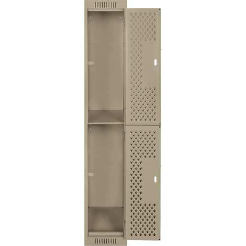 Clean Line Lockers, 2 -tier, 12" x 15" x 72", Steel, Beige, Rivet (Assembled), Perforated Solutions industrielles ALPHA