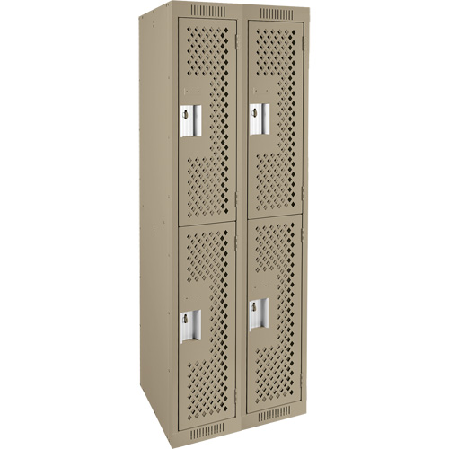 Casiers Clean Line, 2 niveaux, Bloc de 2, 24" x 15" x 72", Acier, Beige, Rivet (assembl&eacute;), Perfor&eacute; Solutions industrielles ALPHA
