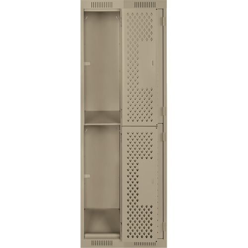 Casiers Clean Line, 2 niveaux, Bloc de 2, 24" x 15" x 72", Acier, Beige, Rivet (assembl&eacute;), Perfor&eacute; Solutions industrielles ALPHA